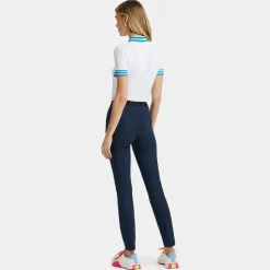 G/FORE Contrast Embossed Logo Quarter Zip Tech Pique Polo- Polos