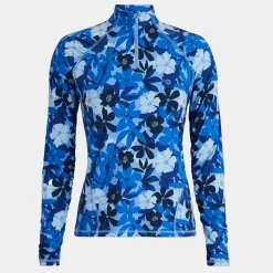 G/FORE Floral Camo Silky Tech Nylon Ruched Quarter Zip Pullover- Mid Layers