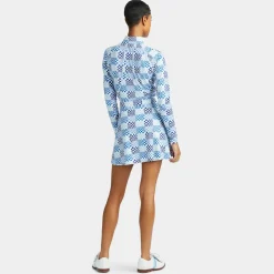 G/FORE Gradient Check Silky Tech Nylon Quarter Zip Pullover- Mid Layers