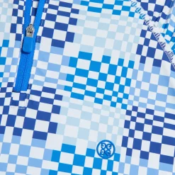 G/FORE Gradient Check Silky Tech Nylon Quarter Zip Pullover- Mid Layers