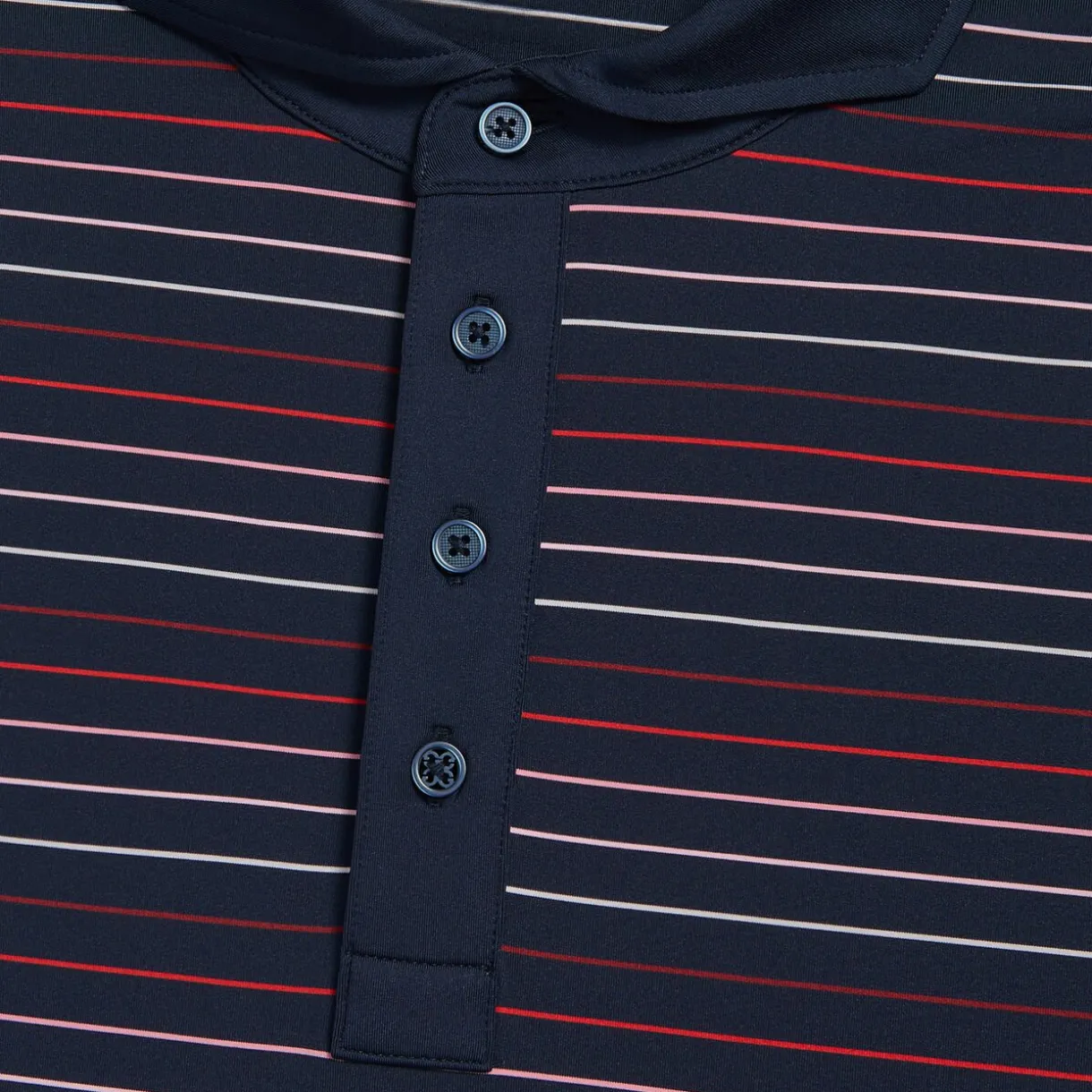 G/FORE Multi Stripe Tech Jersey Modern Spread Collar Polo- Polos & Shirts